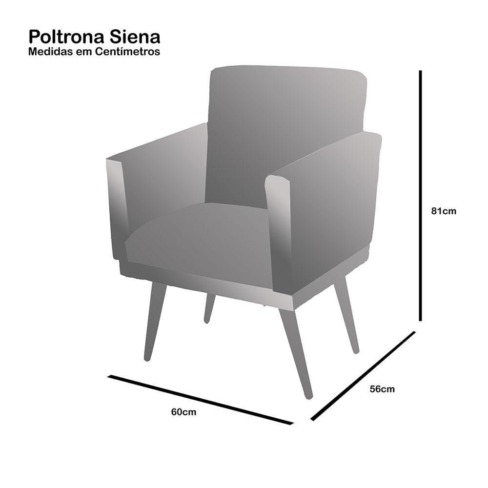 Poltrona Cadeira Decorativa Living Siena Veludo Bege - 2