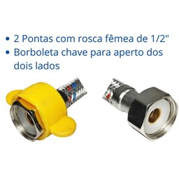 Engate Rabicho 60 Cm Mangueira Flexivel Trançada Torneira Pia Banheiro - 2