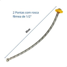 Engate Rabicho 60 Cm Mangueira Flexivel Trançada Torneira Pia Banheiro - 4