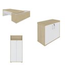 Ver imagem 2 de Conjunto 3 Peças 1 Mesa em L Tamburato 1 Armário Alto 1 Balcão Baixo Marrom/Carvalho/Branco Artany
