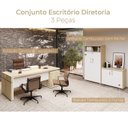 Ver imagem 2 de Conjunto 3 Peças 1 Mesa em L Tamburato 1 Armário Alto 1 Balcão Baixo Carvalho Branco