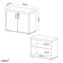 Ver imagem 5 de Conjunto 3 Peças 1 Mesa em L Tamburato 1 Armário Alto 1 Balcão Baixo Marrom/Carvalho/Branco Artany