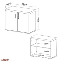 Kit Escritório Completo 1 Mesa 135cm 1 Balcão Baixo 1 Gaveteiro com Rodinhas - 5