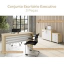 Ver imagem 2 de Kit Escritório Completo 1 Mesa 135cm 1 Balcão Baixo 1 Gaveteiro com Rodinhas