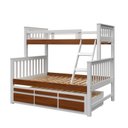 Ver imagem 2 de Treliche com Cama de Casal com 3 Gavetas Madeira Maciça Branco/Carvalho