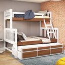 Ver imagem 1 de Treliche com Cama de Casal com 3 Gavetas Madeira Maciça Branco/Carvalho