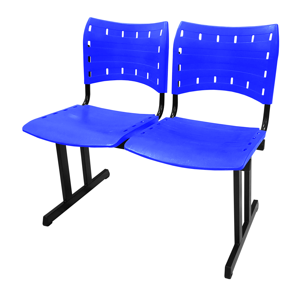 Cadeira Iso Rp Longarina Polipropileno 2 Lugares Colorida Cor:azul