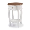 Ver imagem 1 de Mesa Lateral Redonda com 1 Gaveta e Prateleira 1035 Linz Móveis - Laca Branca/imbuia Glazer
