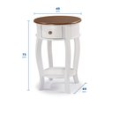 Ver imagem 4 de Mesa Lateral Redonda com 1 Gaveta e Prateleira 1035 Linz Móveis - Laca Branca/imbuia Glazer