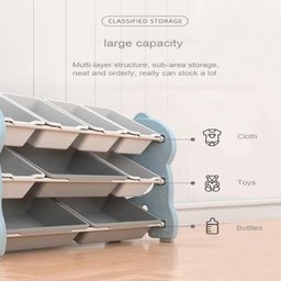 Organizador Infantil Estante Brinquedos Bau Caixa Multiuso Porta Treco Armario Quarto Bebe Azul Gira - 7