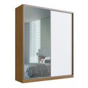 Ver imagem 1 de Guarda Roupa Solteiro com Espelho 2 Portas de Correr Rc2006 Emovell Freijó Natural e Branco 200x59,