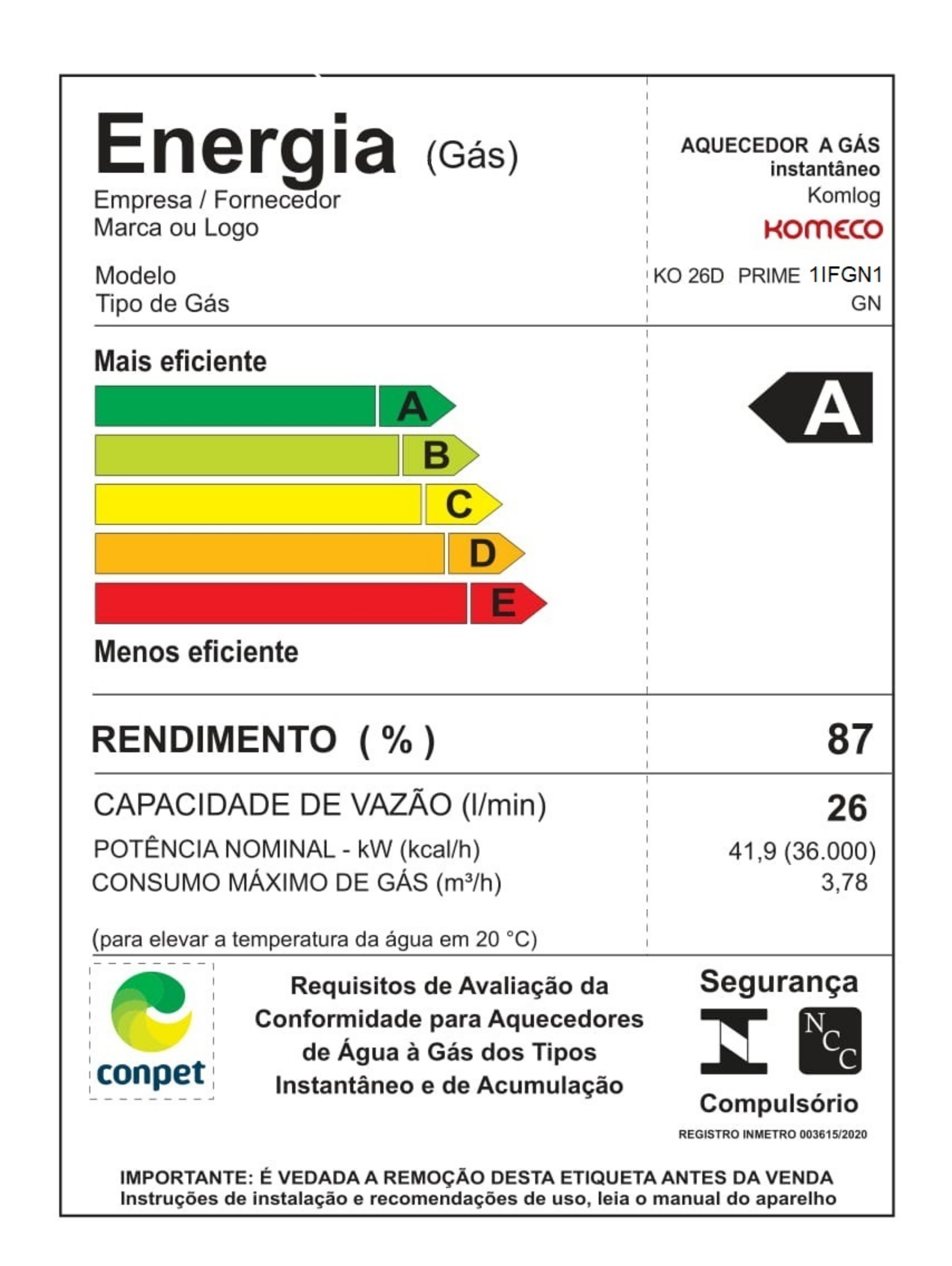 Aquecedor de Água a Gás Komeco Ko 26 D Prime Wifi Branco Digital Bivolt 26litros Gás Gn - 5