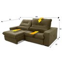 Ver imagem 2 de Sofá Retrátil Reclinável Sevilha 2,50m Suede Velut Bege Molas Ensacadas - King House