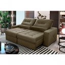 Ver imagem 1 de Sofá Retrátil Reclinável Sevilha 2,50m Suede Velut Bege Molas Ensacadas - King House