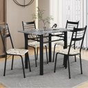 Ver imagem 1 de Conjunto de Mesa e Cadeiras Palma Assento em Madeira Preto/Cedro/Ocre