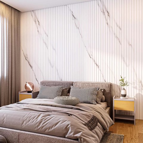 Painel Ripado Versátil 270x110cm Larg: 01 Unid. (3m²) Polietileno - Talatto Painéis - Marmorizado