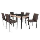 Ver imagem 2 de Conjunto Sala de Jantar Mesa 140x80cm Tampo Vidro com 6 Cadeiras Dubai Marrom/Preto Fosco/Linho
