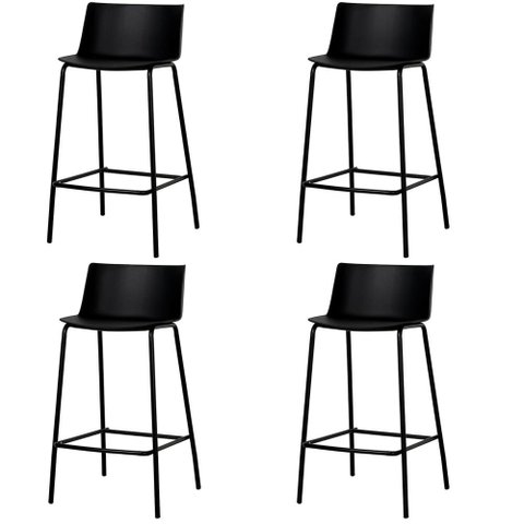 Kit 4 Banquetas Ipanema Alta Fratini 96 cm (altura) em Polipropileno Base em Aço Preto