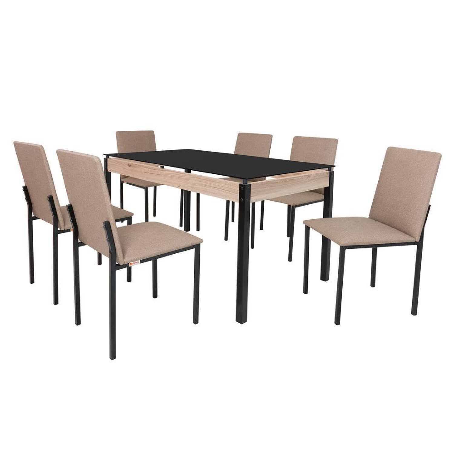 Conjunto Sala de Jantar Mesa 140x80cm Tampo Vidro com 6 Cadeiras Dubai  - 2