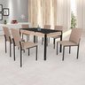 Conjunto Sala de Jantar Mesa 140x80cm Tampo Vidro com 6 Cadeiras Dubai  - 1