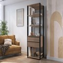 Ver imagem 1 de Closet Modulado Guarda Roupa Roupeiro Quarto Casal 5 Prateleiras 2 Gavetas Preto Marrom Madeira