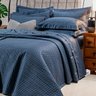 Roupa de Cama Casal Padrão 400 Fios Egípcio 100% Algodão Azul 4 Peças Bordado - 3