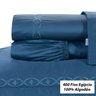 Roupa de Cama Casal Padrão 400 Fios Egípcio 100% Algodão Azul 4 Peças Bordado - 2