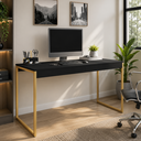 Ver imagem 1 de Mesa para Escritório com Estrutura Metálica Diretor 120 cm - Preto/Dourado