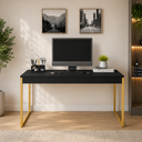 Ver imagem 2 de Mesa para Escritório com Estrutura Metálica Diretor 120 cm - Preto/Dourado