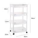 Ver imagem 5 de Carrinho Organizador Multiuso 4 Prateleiras Branco Cozinha Manicure Brinquedos Fruteira Quarto Escri