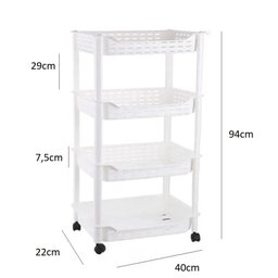 Carrinho Organizador Multiuso 4 Prateleiras Branco Cozinha Manicure Brinquedos Fruteira Quarto Escri - 5