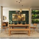 Ver imagem 4 de Mesa de Jantar 6 Lugares 180cm com 02 Bancos de Madeira e 02 Cadeiras Dunia F06 Rústico Claro - Lyam