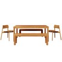 Ver imagem 2 de Mesa de Jantar 6 Lugares 180cm com 02 Bancos de Madeira e 02 Cadeiras Dunia F06 Rústico Claro - Lyam