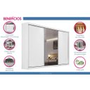 Ver imagem 4 de Guarda Roupa Casal 3 Portas de Correr e 6 Gavetas C/ 1 Espelho Toronto Branco - Europa