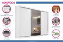 Ver imagem 5 de Guarda Roupa Casal 3 Portas de Correr e 6 Gavetas C/ 1 Espelho Toronto Branco - Europa
