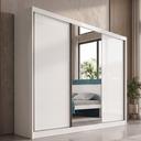 Ver imagem 1 de Guarda Roupa Casal 3 Portas de Correr e 6 Gavetas C/ 1 Espelho Toronto Branco - Europa