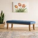 Ver imagem 1 de Puff para Sala de Estar 140cm com Pés Linho Theo Azul/Marrom