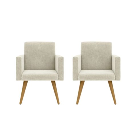Kit com 2 Poltronas Decorativas Nina Suede Bege