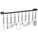 Ver imagem 2 de Suporte Porta Utensílios Cozinha 15 Ganchos 80cm Preto Fs