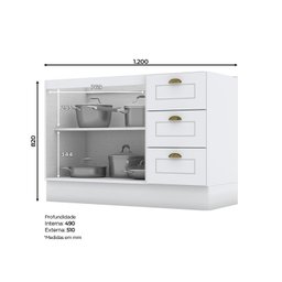 Cozinha Compacta 2 Peças 5 Portas 3 Gavetas Emily - 6