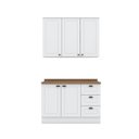 Ver imagem 3 de Cozinha Compacta Modulada 2 Peças 100% MDF com Armário Aéreo e Balcão com Tampo Branca/Nature Emily 