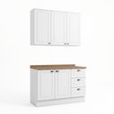Ver imagem 2 de Cozinha Compacta Modulada 2 Peças 100% MDF com Armário Aéreo e Balcão com Tampo Branca/Nature Emily 