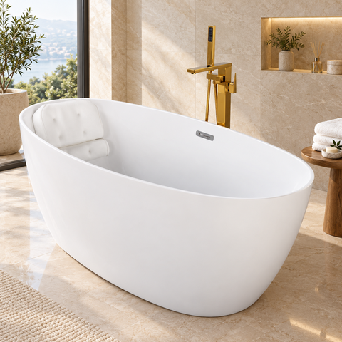 Kit Banheira Imersao Freestanding Luxo 1.50m com Misturador Dourado
