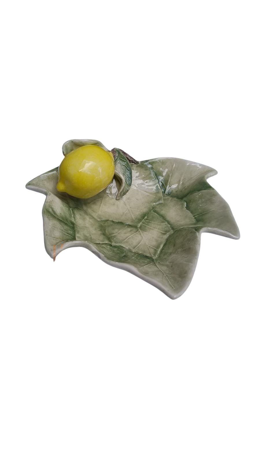 Petisqueira Folha de Uva com Aplique de Limão em Cerâmica - Pastore Faiança Brasil
