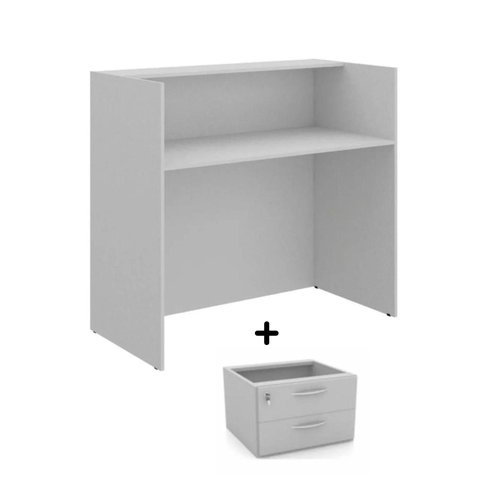 Balcão de Atendimento 1,20x0,60m- c/ Gavetas - New City - Cor Branco - 63094