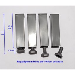 4 Pés de Cozinha Cinza Vap Regula de 17 a 19cm para Gabinete Armario Balcão - 3