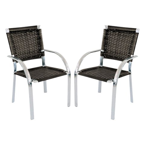 Kit 2 Cadeiras Alumínio Trama Colmeia Resistente Pedra Ferro