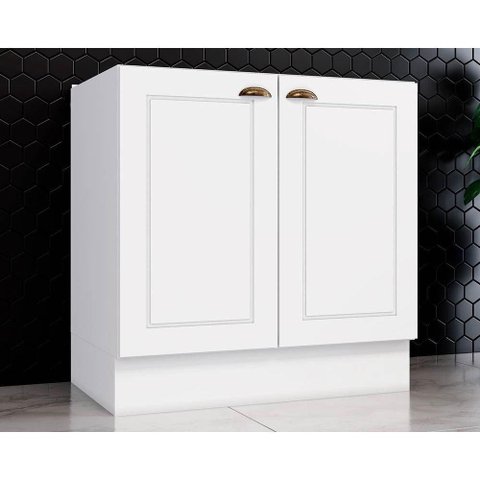 Gabinete de Cozinha Modulado Balcão Americana C/ 2 Portas S/ Tampo Branco - Henn