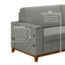 Ver imagem 6 de Sofá Living Vintage 3 Lugares 225cm em Linho Áspen Cinza