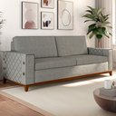 Ver imagem 1 de Sofá Living Vintage 3 Lugares 225cm em Linho Áspen Cinza